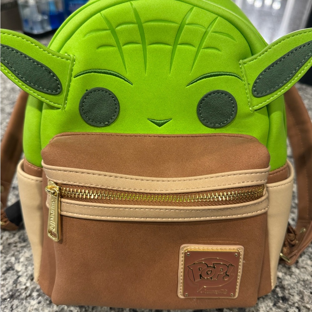 Green and Brown Funko Pop Mandalorian Baby Yoda Backpack